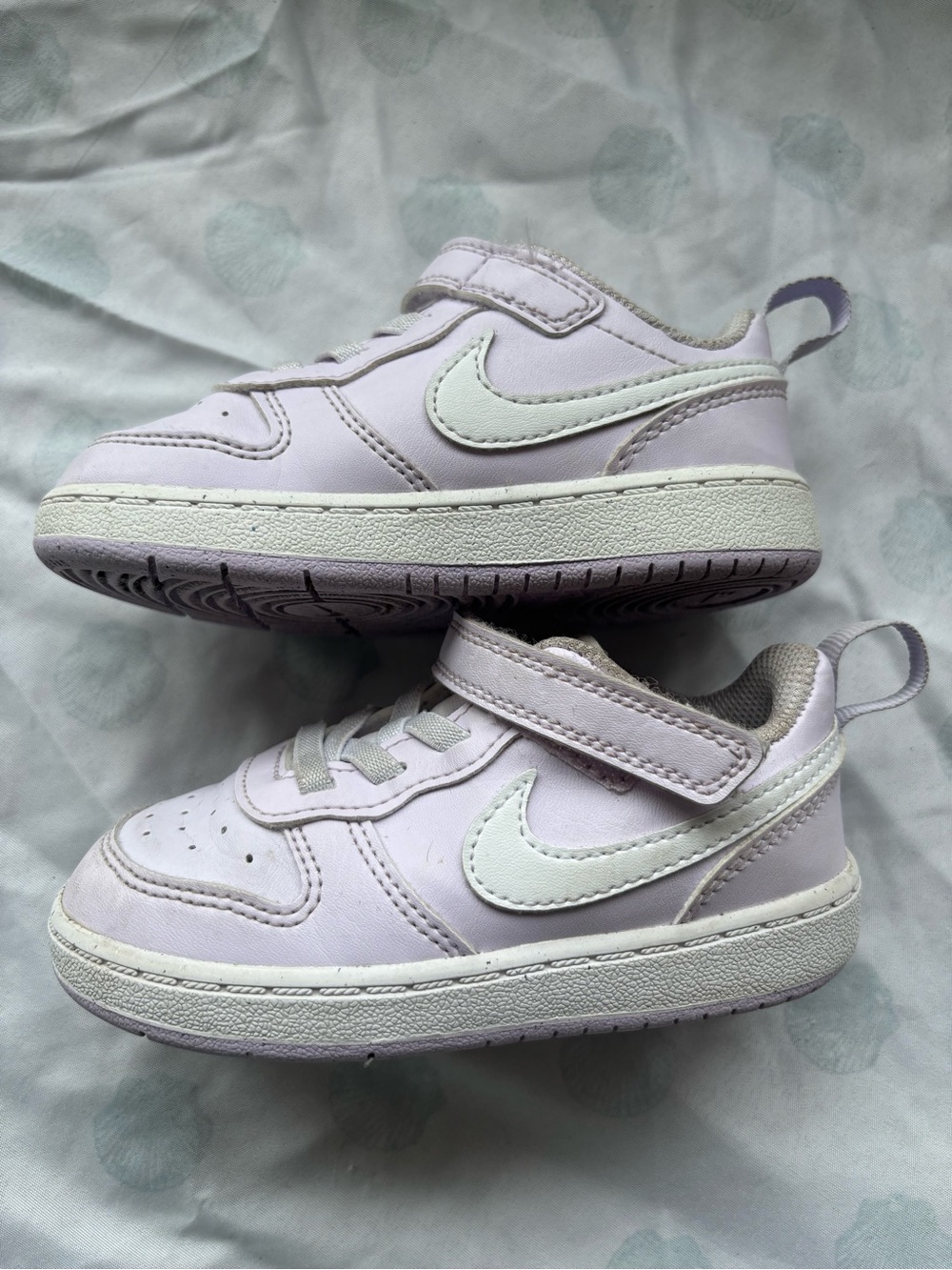 Nike Kids Light Lavender and White Velcro Sneakers